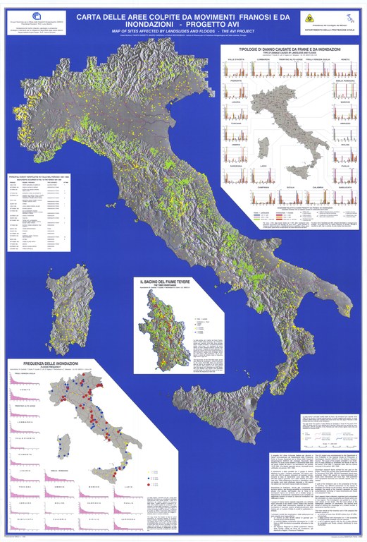 Map of sites historically affected by landslides and floods in Italy